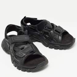 Balenciaga Black Rubber and Faux Leather Track Sandals Size 43