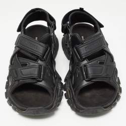 Balenciaga Black Rubber and Faux Leather Track Sandals Size 43