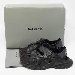 Balenciaga Black Rubber and Faux Leather Track Sandals Size 43
