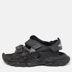 Balenciaga Black Rubber and Faux Leather Track Sandals Size 43