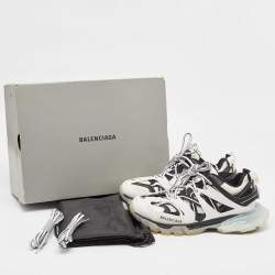 Balenciaga White/Black Leather And Mesh Track Sneakers Size 40