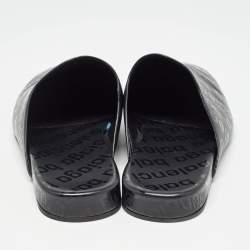 Balenciaga Black Logo Print Leather Slip On Mules Size 40