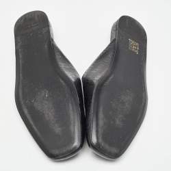 Balenciaga Black Logo Print Leather Slip On Mules Size 40