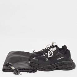 Balenciaga Black Mesh and Nubuck Triple S Sneakers Size 45