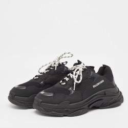 Balenciaga Black Mesh and Nubuck Triple S Sneakers Size 45