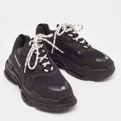 Balenciaga Black Mesh and Nubuck Triple S Sneakers Size 45