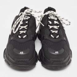 Balenciaga Black Mesh and Nubuck Triple S Sneakers Size 45