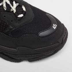 Balenciaga Black Mesh and Nubuck Triple S Sneakers Size 45