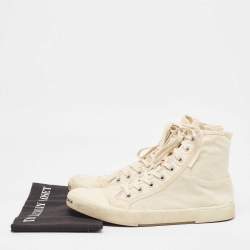 Pre Owned Balenciaga Off White Canvas High Top Sneakers Size 43