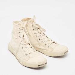 Pre Owned Balenciaga Off White Canvas High Top Sneakers Size 43