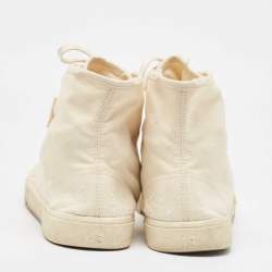 Pre Owned Balenciaga Off White Canvas High Top Sneakers Size 43