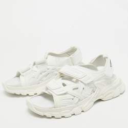 Balenciaga White Rubber and Faux Leather Track Sandals Size 41