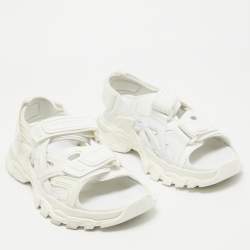 Balenciaga White Rubber and Faux Leather Track Sandals Size 41