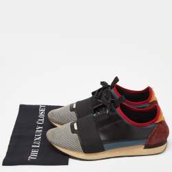 Pre Owned Balenciaga Multicolor Leather, Suede and Mesh Race Runner Sneakers Size 43