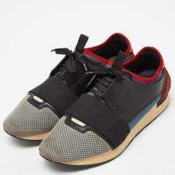 Pre Owned Balenciaga Multicolor Leather, Suede and Mesh Race Runner Sneakers Size 43