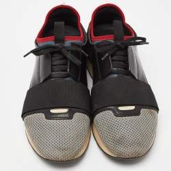 Pre Owned Balenciaga Multicolor Leather, Suede and Mesh Race Runner Sneakers Size 43
