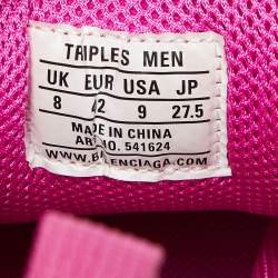Pre Owned Balenciaga Pink Faux Leather and Mesh Triple S Clear Sole Low Top Sneakers Size 42
