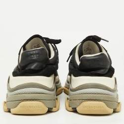 مملوكة مسبقًا Balenciaga Black/Burgundy Suede and Nylon Triple S Sneakers Size 42