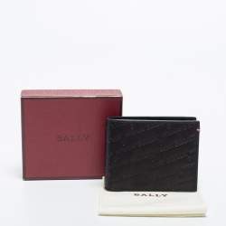 Bally Black Embossed Leather Bifold Wallet