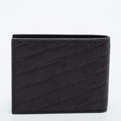 Bally Black Embossed Leather Bifold Wallet