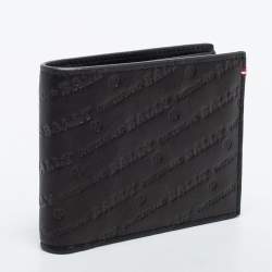 Bally Black Embossed Leather Bifold Wallet