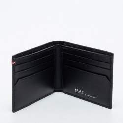 Bally Black Embossed Leather Bifold Wallet