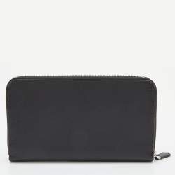 Bally Black Leather Zip Around Wallet