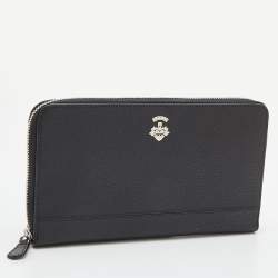 Bally Black Leather Zip Around Wallet