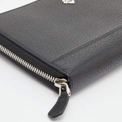 Bally Black Leather Zip Around Wallet