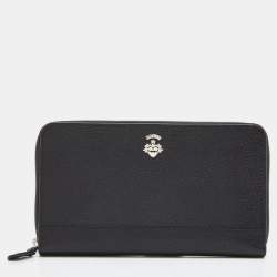 Bally Black Leather Zip Around Wallet