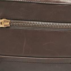 Bally Dark Brown Leather Stripe Wristlet Pouch