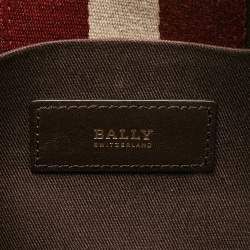 Bally Dark Brown Leather Stripe Wristlet Pouch