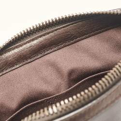 Bally Dark Brown Leather Stripe Wristlet Pouch