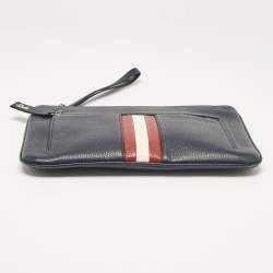 Bally Navy Blue Leather Wristlet Zip Pouch