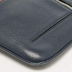 Bally Navy Blue Leather Wristlet Zip Pouch