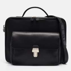 Bally Black Leather Front Pocket Briefcase Bag
