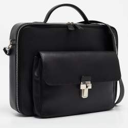 Bally Black Leather Front Pocket Briefcase Bag