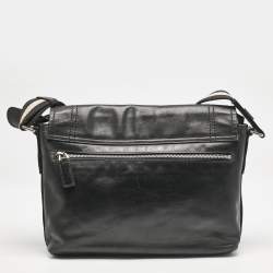 Bally Black Leather Flap Messenger Bag