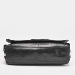 Bally Black Leather Flap Messenger Bag
