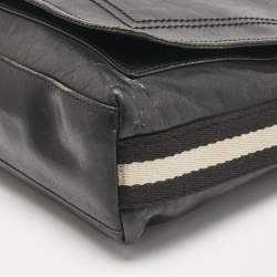 Bally Black Leather Flap Messenger Bag