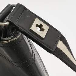 Bally Black Leather Flap Messenger Bag
