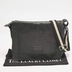 Bally Black Leather Flap Messenger Bag