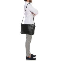 Bally Black Leather Flap Messenger Bag
