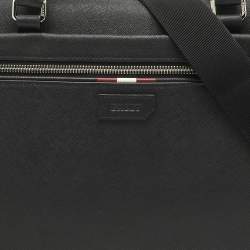 Bally Black Leather Zip Briefcase Bag