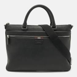 Bally Black Leather Zip Briefcase Bag