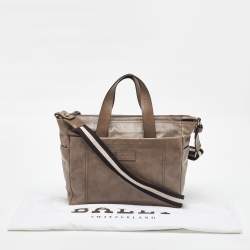 Pre Owned Bally Taupe Leather Laptop Bag