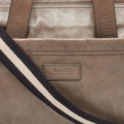 Pre Owned Bally Taupe Leather Laptop Bag