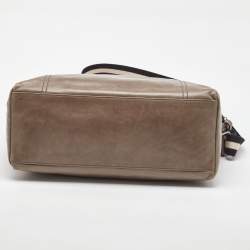 Pre Owned Bally Taupe Leather Laptop Bag
