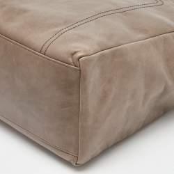 Pre Owned Bally Taupe Leather Laptop Bag