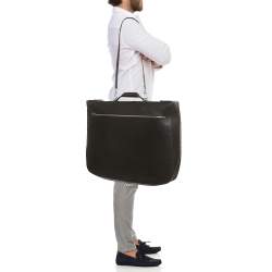 Pre Owned Bally Cacao Leather Travel Garment Bag